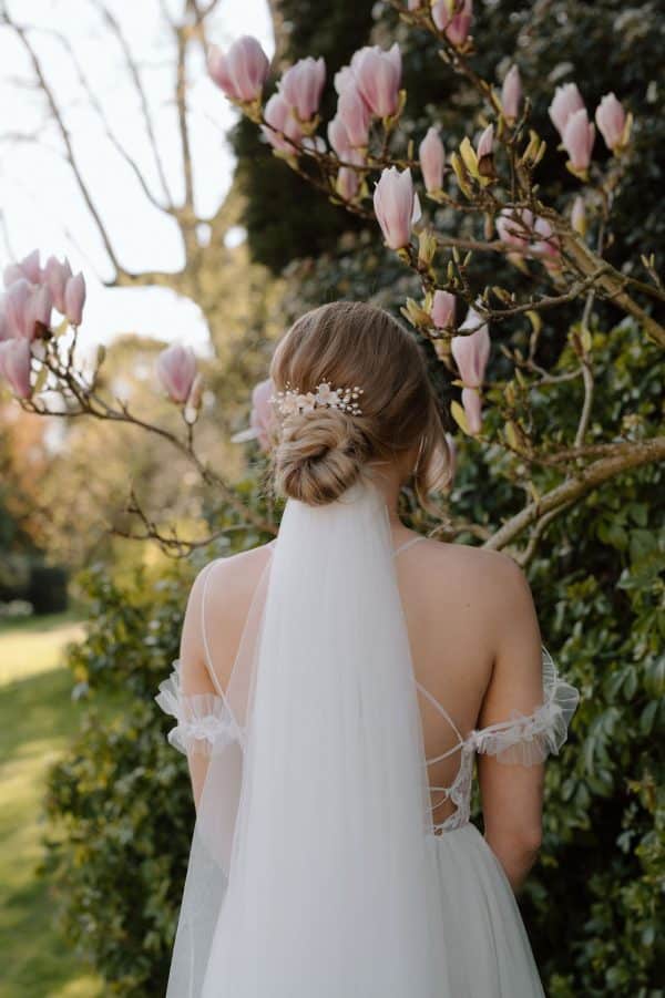 Ivory clay flower bridal comb with pearl branches luxury wedding hair accessories