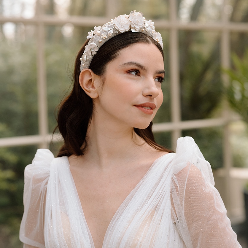 unique couture floral bridal wedding headband