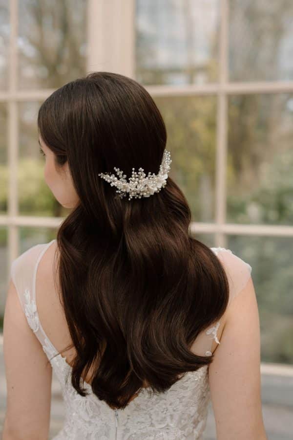 romantic flower and pearl cluster bridal headpiece wedding comb