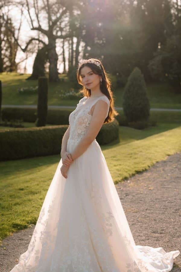 rose gold and white rose flower crown bridal wedding tiara