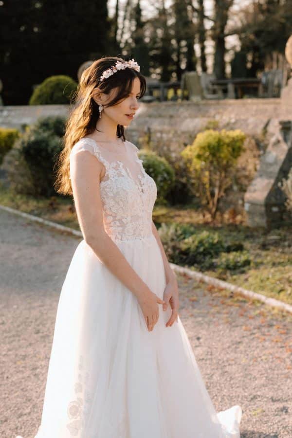 rose gold and white rose flower crown bridal wedding tiara