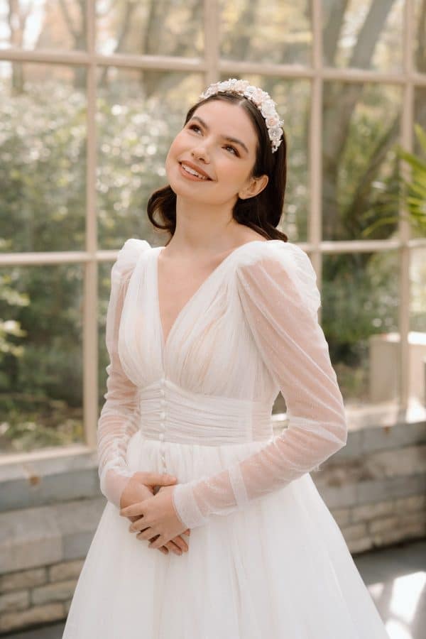 luxury blush pink and white silver flower bridal crown wedding tiara