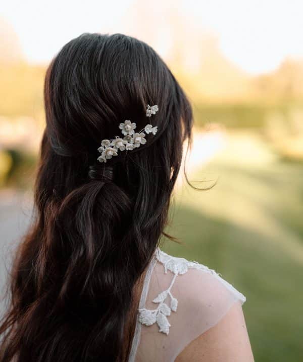 white flower bridal hair pins wedding hair accessories