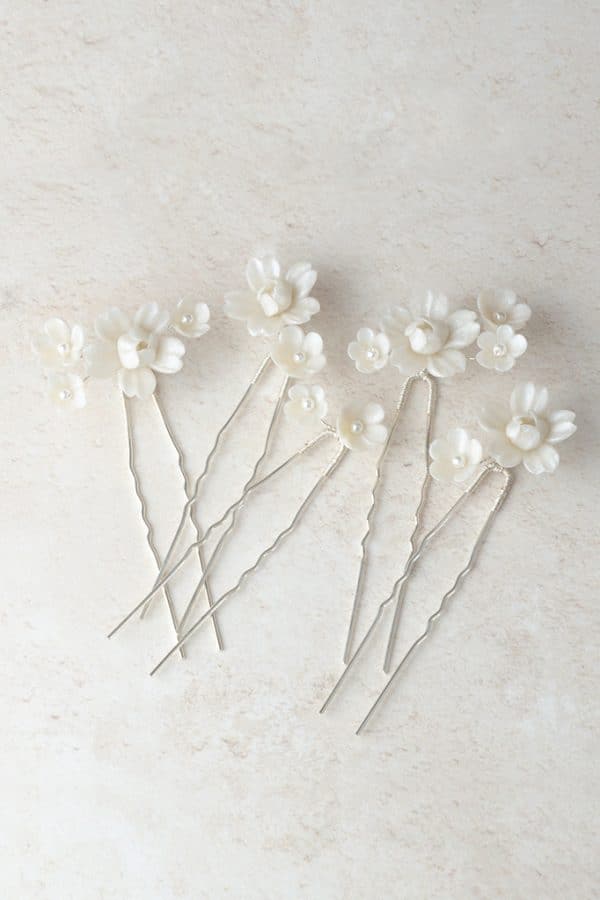 white flower bridal hair pins wedding hair accessories