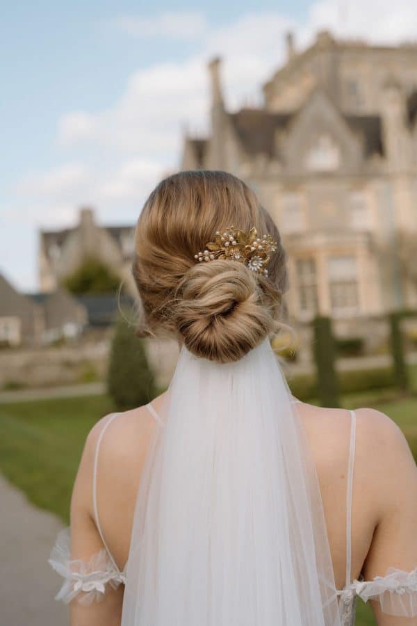 gold flower bridal hair comb wedding headpiece updo bridal accessories