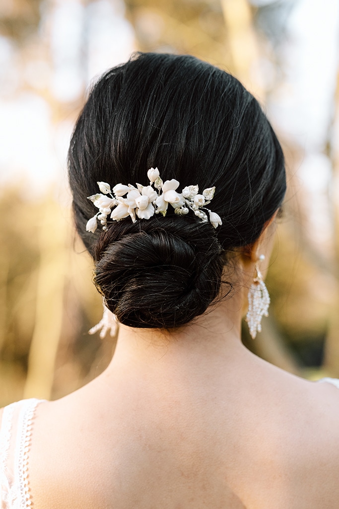 iris silver flower bridal hair comb wedding accessories