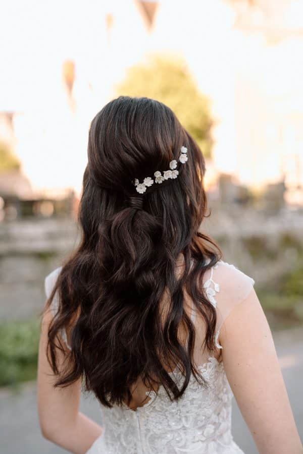 white blush pink flower bridal hair pins luxury wedding hair accessories