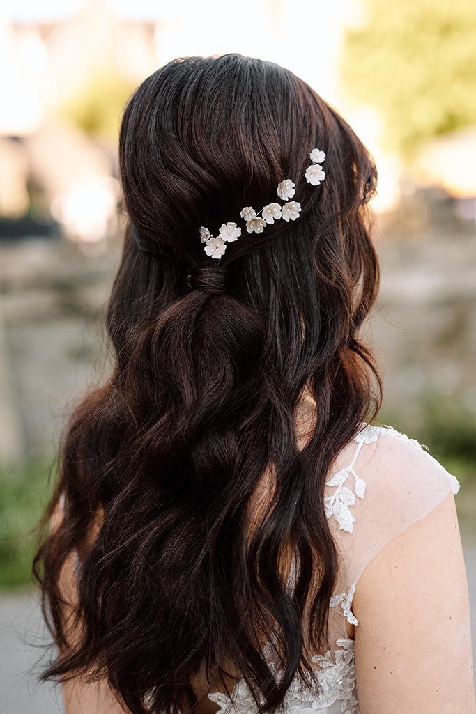 white blush pink flower bridal hair pins wedding hair accessories