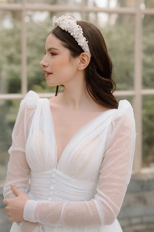 unique couture floral bridal wedding headband