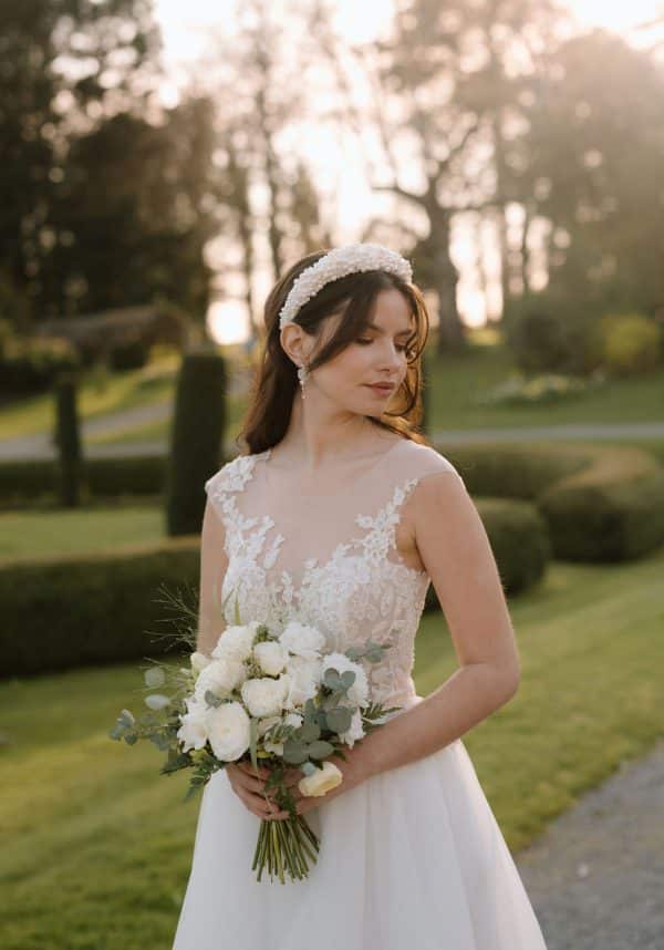 soft white pearl and crystal cluster bridal headband wedding hair accessories