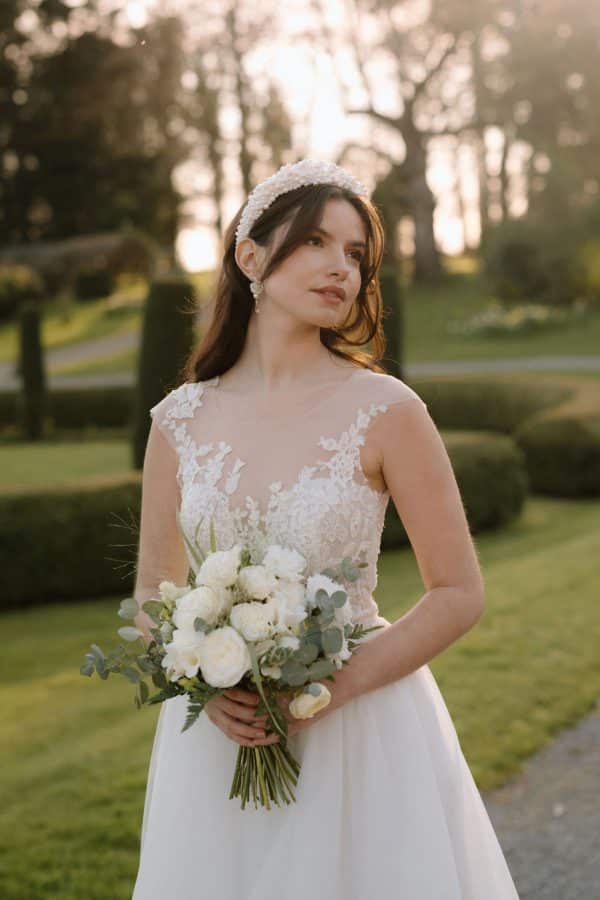 soft white pearl and crystal cluster bridal headband wedding hair accessories