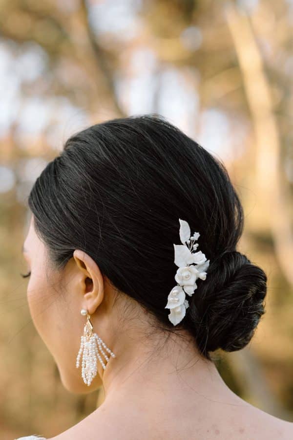 white clay flower bridal hair comb luxury wedding hair accessories